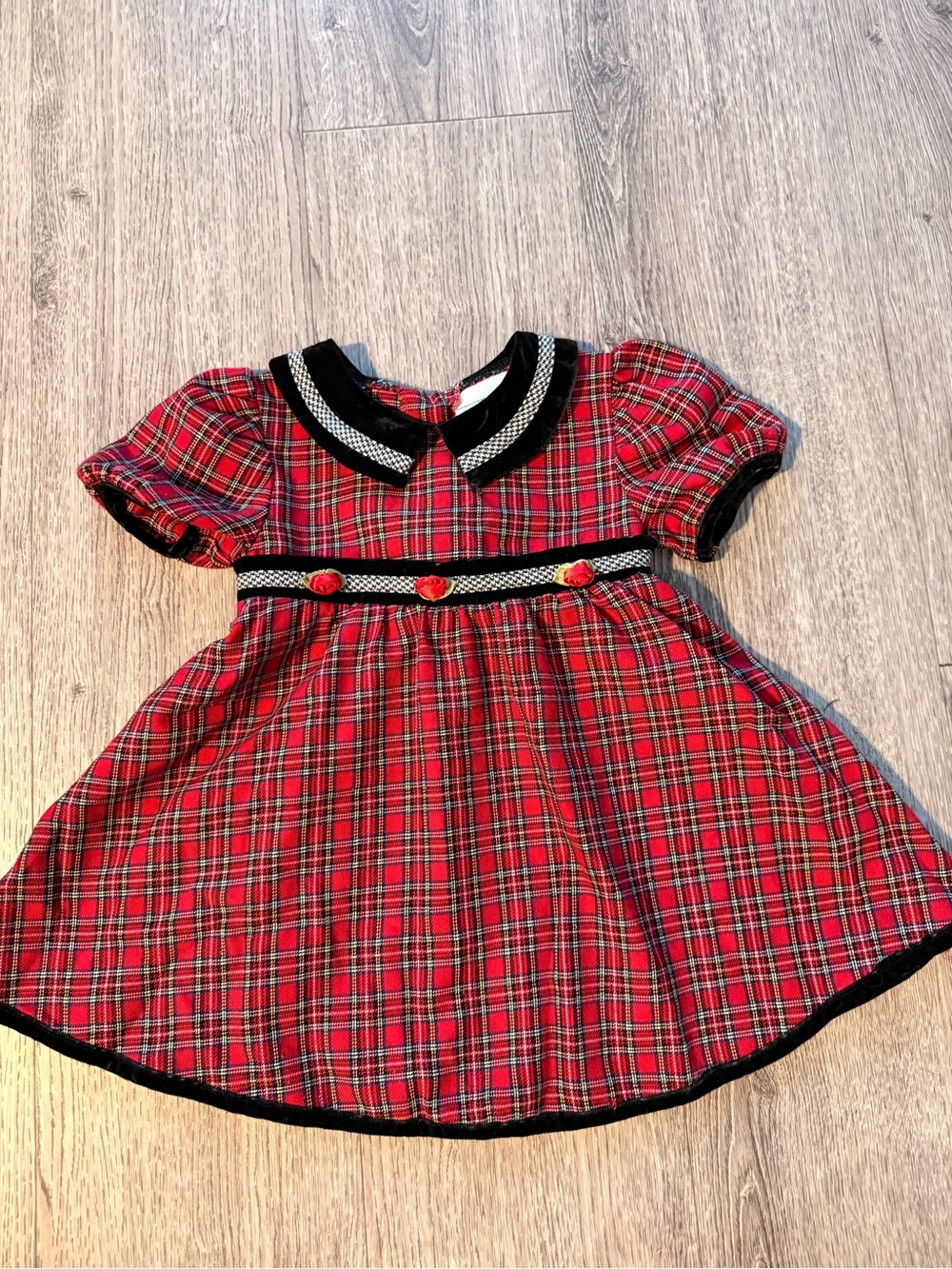 Vintage toddler girl Red Plaid Dress size 2t